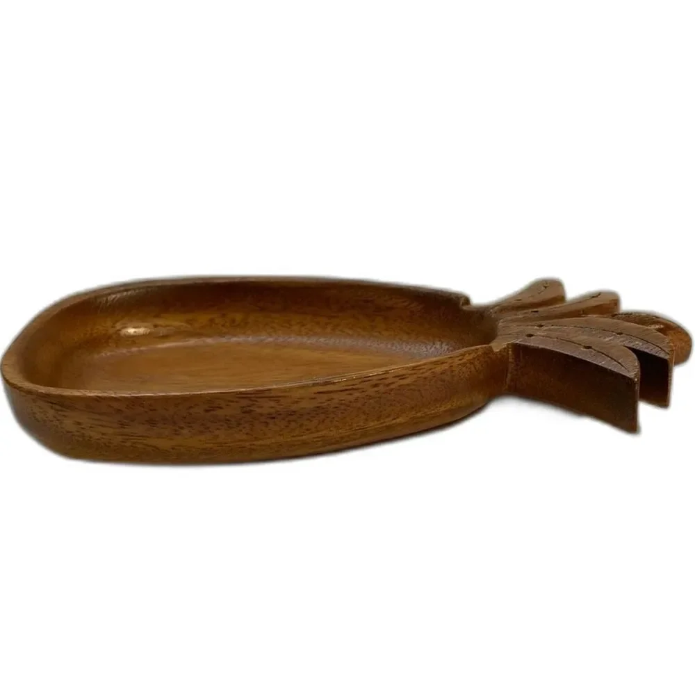 Monkey Pod Tray Pineapple Honolulu Waikiki Hawaii Bowl 9.25 x 4 inches